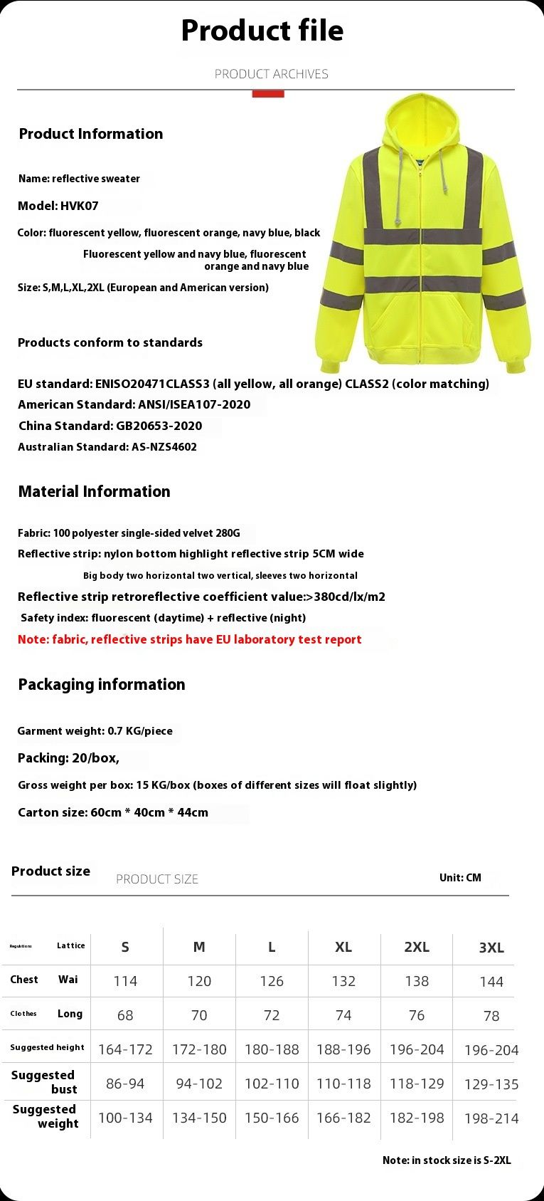 Reflektéierend fir Wantersport Vëlosport, Waarm Fluoreszent Jackett, Nuecht Héichhellegkeet Faarfblock Hoodie, Reflektéierend_voghion.com