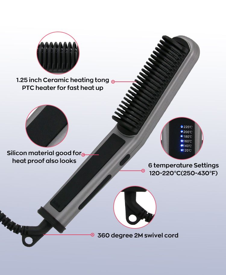 Spazzola lisciante per capelli a riscaldamento rapido - Strumento multifunzionale per lo styling per capelli lisci e senza crespo (tecnologia ionica, design portatile)_voghion.com
