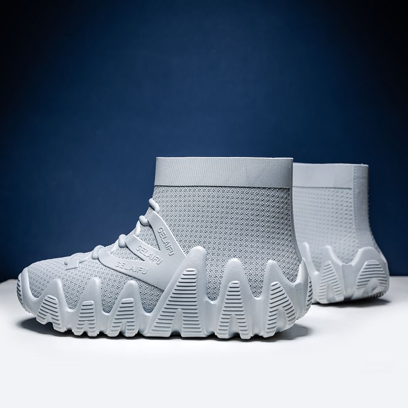 PVC Waterproof Men's Mid-Cut Snow Boots Thickened Sole Non-Slip Fashion Casual Fleece-Lined Warm Dual-Use Work Rubber_voghion.com