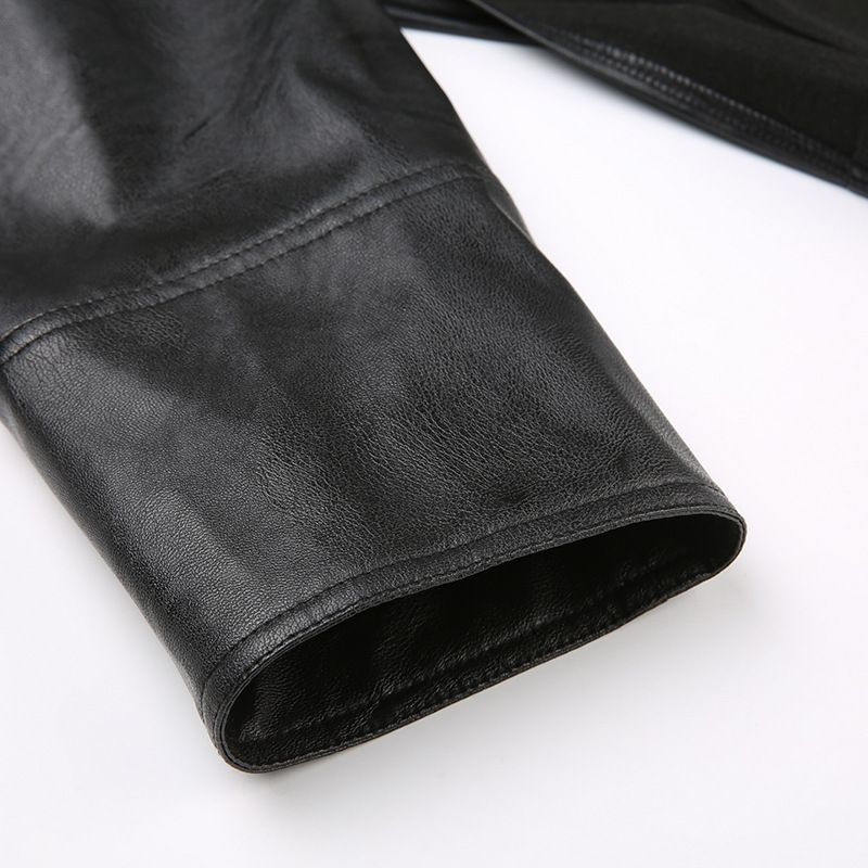 Autumn Winter New Style Personality Jacket Solid Color Loose Hooded Coat Irregular Leather Top For Hot Girls_voghion.com