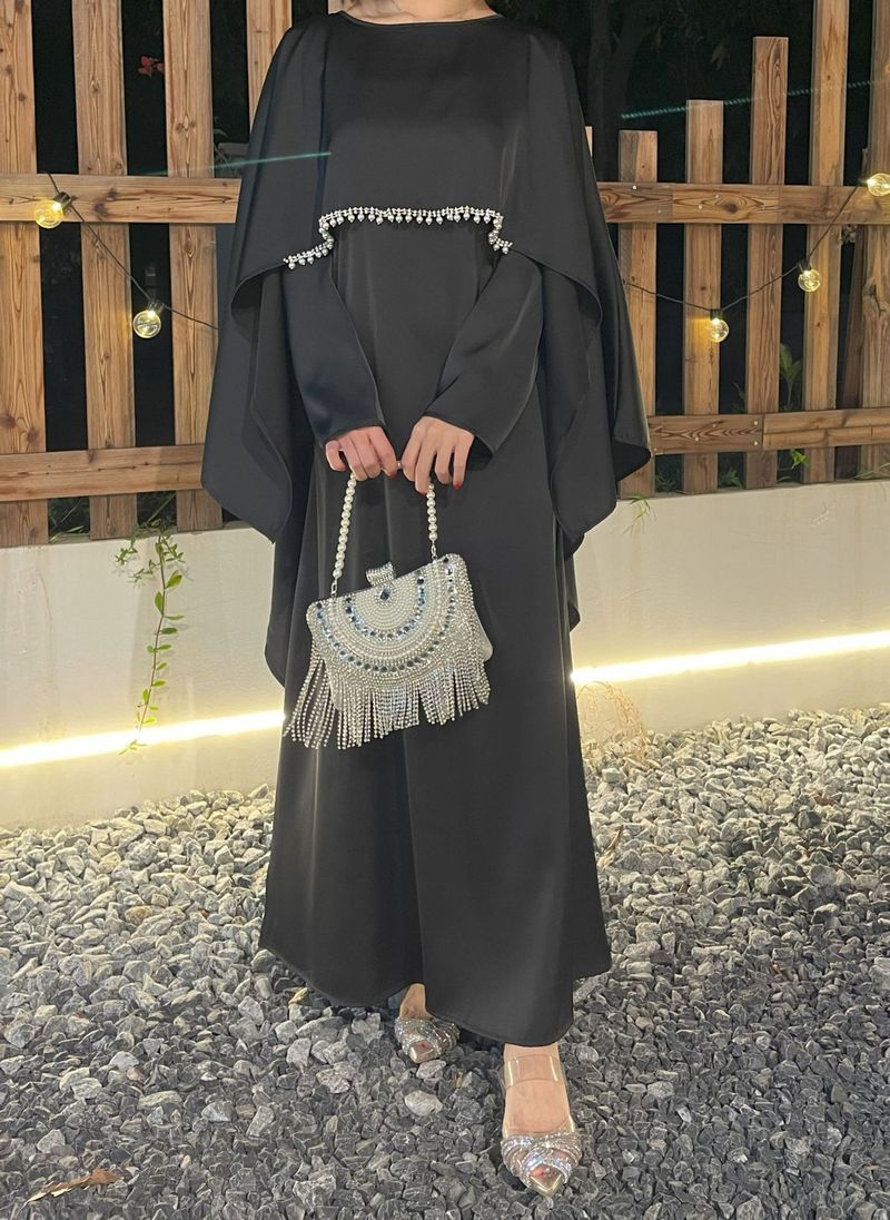 Robe en satin élégante et simple pour femme_voghion.com