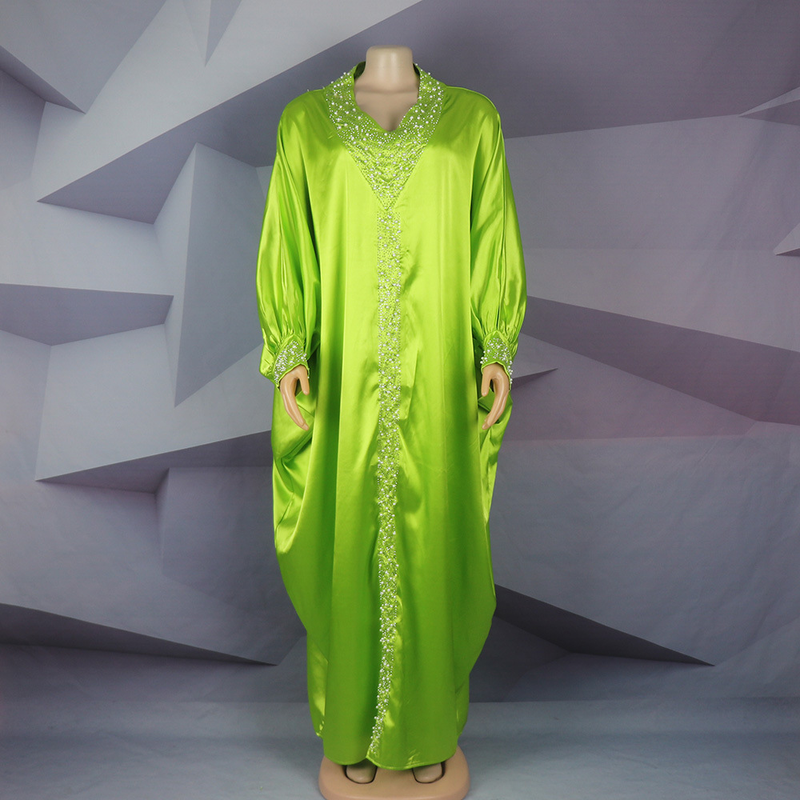 Dametøj plus size kjole rayon flagermusærmer plus size morgenkåbe varme rhinsten og kanonperler afrikansk tøj_voghion.com