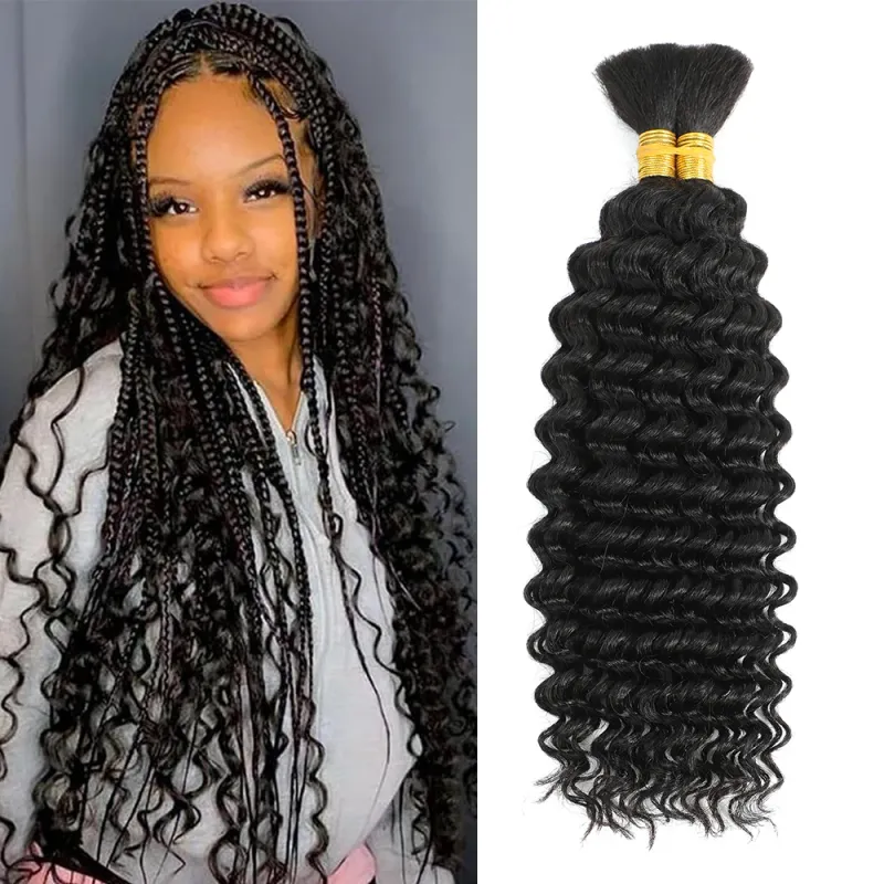 Deep Wave Human Braiding Hair Bulk 100g for Boho Braids_voghion.com