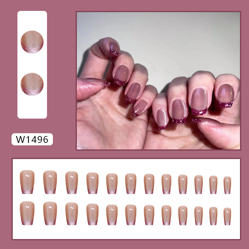 Katzenaugen im französischen Stil, künstliche Nägel, Kunstwerke, Aufnäher, Nagelflicken zum Tragen_voghion.com