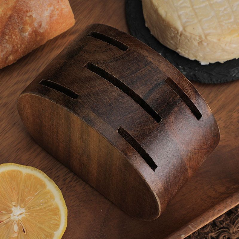 Christmas Tree Handle Acacia Wood Cheese Knife And Fork 6-Piece Set With Wooden Stand_voghion.com
