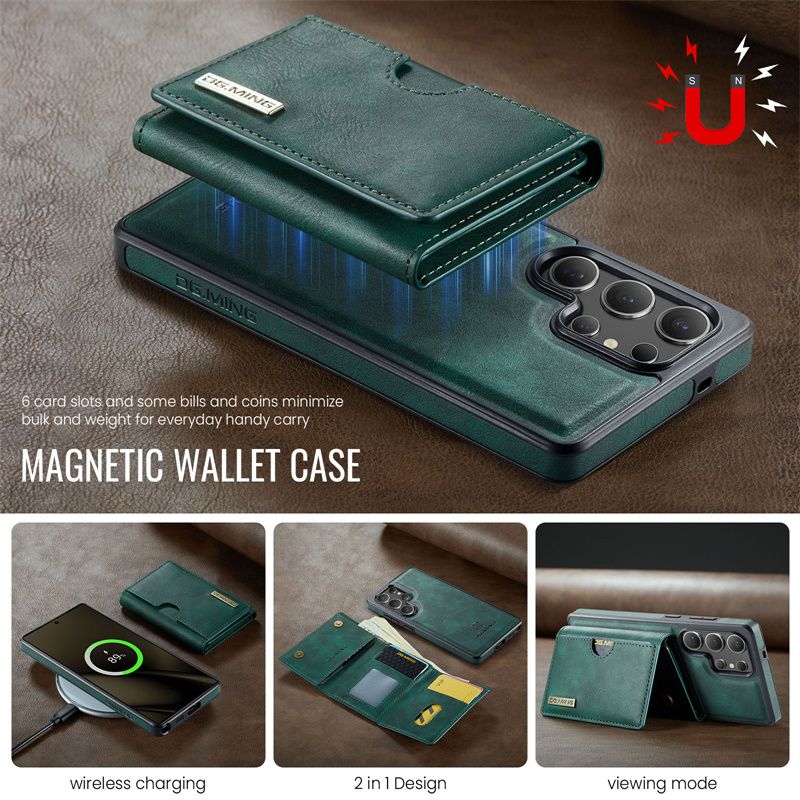 Custodia magnetica staccabile 2 in 1 per Samsung Galaxy S25 Edge S24 FE S23 S22 S21 Ultra Portafoglio in pelle con tasca porta carte sul retro_voghion.com
