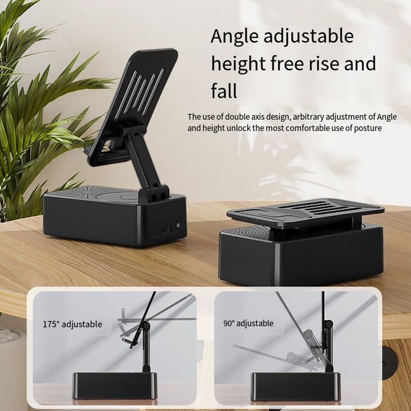 3000mAh 3in1 Bluetooth Speaker Wireless Speaker Phone Power Bank Foldable Phone Stand With Anti-Slip Pads For Video_voghion.com
