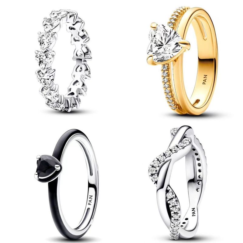 Anello da donna in argento con diamanti, a forma di cuore, a forma di cuore, con diamanti Ins, versatile e alla moda_voghion.com