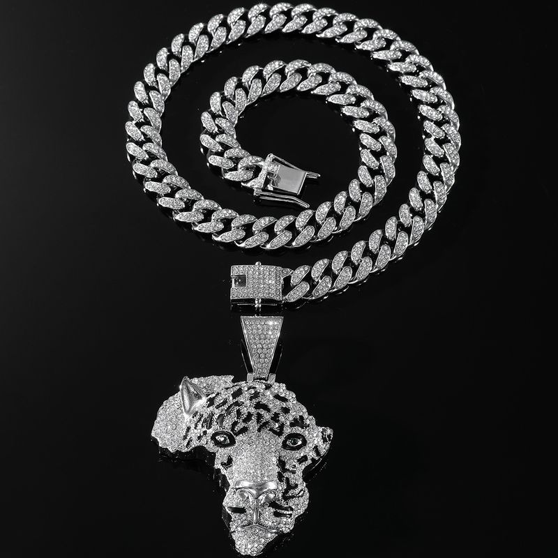 Colar com pingente de animal 3D com dominância do hip-hop europeu e americano, acessório de corrente cubana para boate e boate_voghion.com