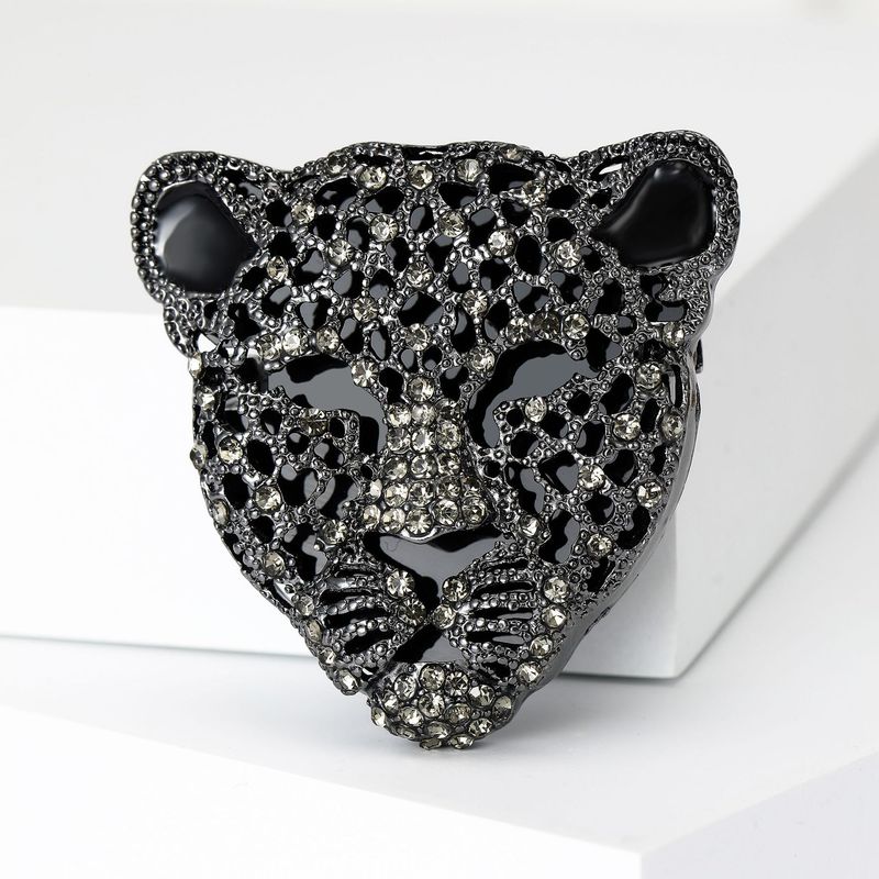 Fashion Rhinestone Leopard Head Alloy Accessory Versatile Animal Pin Brooch_voghion.com