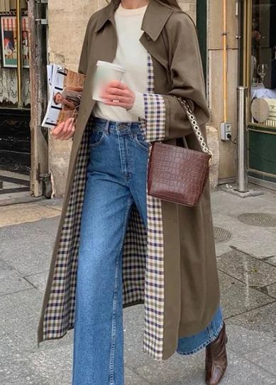 Giacca a vento elegante da donna con risvolto lungo e bottoni, per l'autunno e l'inverno_voghion.com