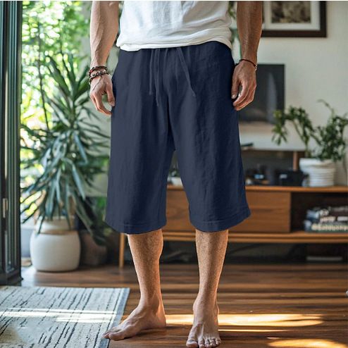 Pantaloncini corti da uomo, estivi, da spiaggia, pantaloni dritti, tinta unita, comodi, da esterno_voghion.com