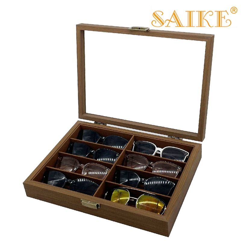 Hjem og hage Svart valnøtttre 8-bits briller Oppbevaring Collection Display Box 8 Bit Solbriller Oppbevaringsboks_voghion.com