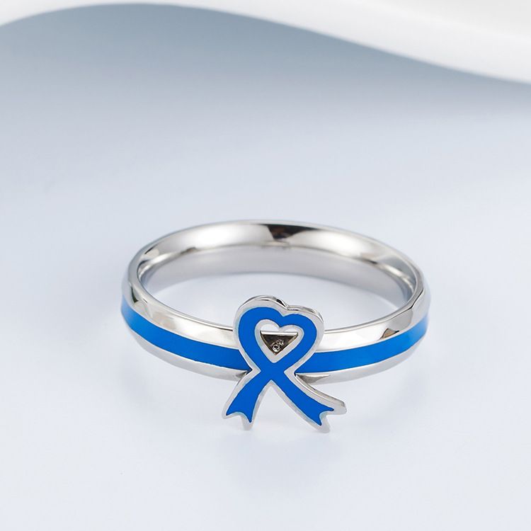 Caring for autistic children blue ribbon titanium steel ring autism care day blue action ring_voghion.com