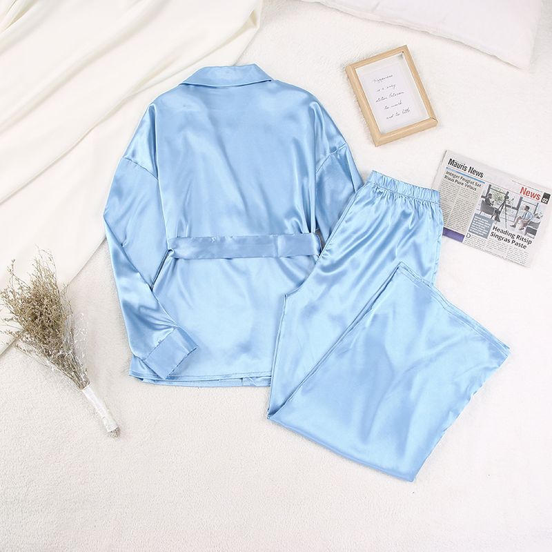 Abbigliamento donna camicia da notte pantaloni larghi e comodi seta casual signore casa vestiti abito francese_voghion.com