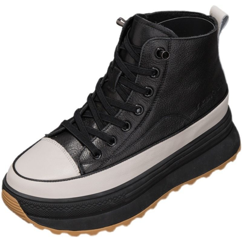Genuine Leather Martin Women S Platform Shoes New Style Versatile Slimming Short Boots_voghion.com