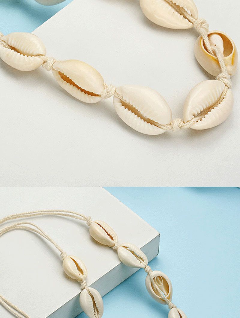 Hawaiian style woven jewelry set shell necklace handmade bracelet clavicle chain anklet bracelet beach spot_voghion.com