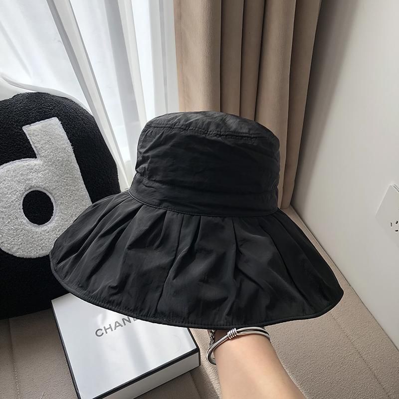 Big Eaves Plissee Bucket Hat Sommer UV-Schutz Sonnenschutz Faltbares Temperament Schnelltrocknender Beckenhut Damen_voghion.com