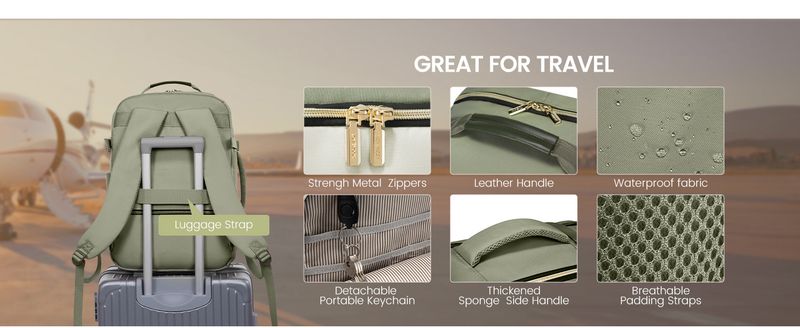Mochila de viagem de grande capacidade Happypeople - Mochila unissex leve e durável em tecido Oxford com compartimento para laptop (16 polegadas), várias cores_voghion.com