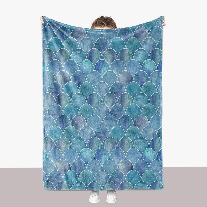 Modische Fischschuppenmuster-Serie, Flanell, 3D-gedruckt, verdickte Sofadecke_voghion.com