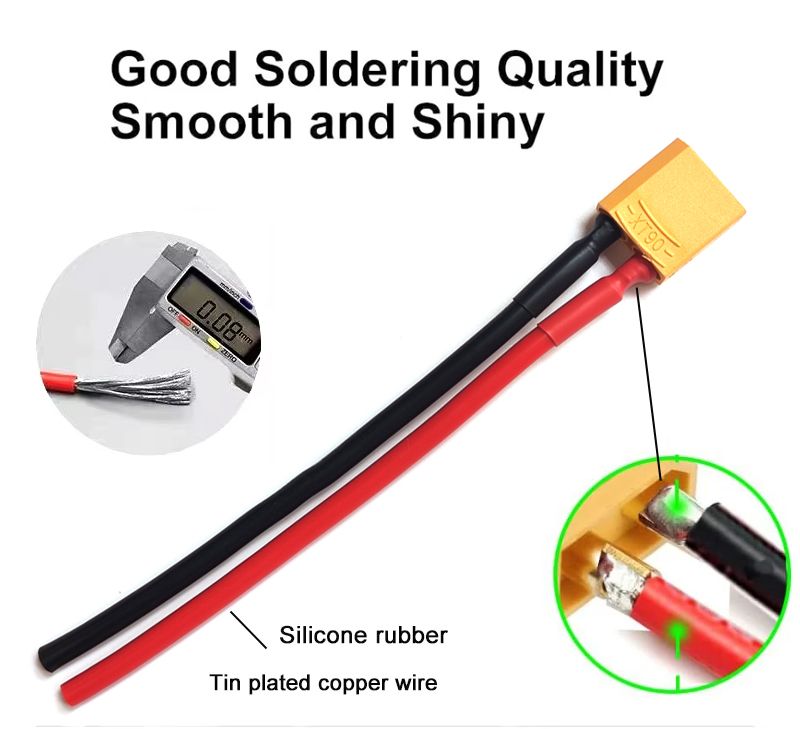 Cavo di collegamento con spina di conversione maschio-femmina XT90 12/10AWG con prolunga in silicone, connettore per batteria_voghion.com