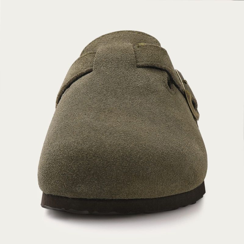 Zuecos de ante para mujer y hombre, sandalias con plantilla de corcho y soporte para el arco, antideslizantes, para playa y exteriores._voghion.com
