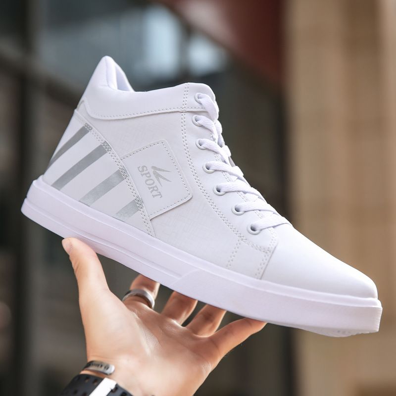 Men's Casual High-Top Sneakers With Lace-Up Design, Breathable PU Upper & Durable Rubber Sole For Running, Walking & Daily Wear (Sizes 39-48)_voghion.com