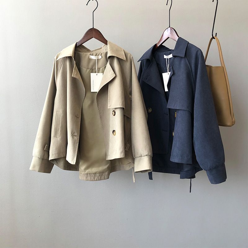 Women's Clothing spring new retro short windbreaker for small men female chic loose temperament coat 7962_voghion.com