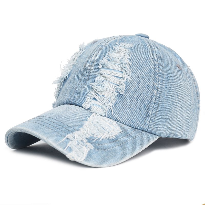 Men's Spring Summer Fashion Distressed Baseball Denim Duckbill Cap Women's Outdoor Protection Sun Hat_voghion.com