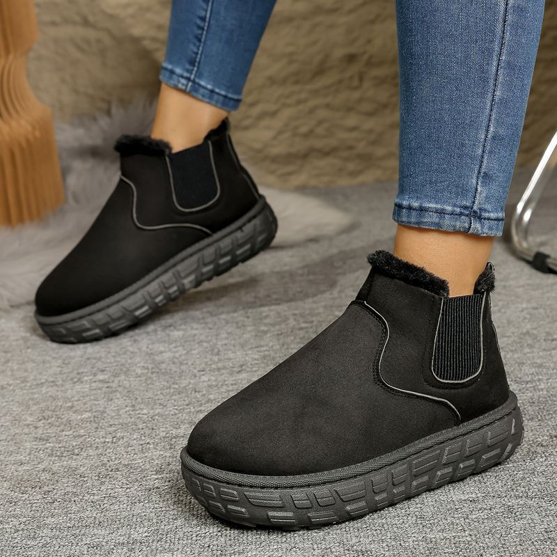 Women's Shoes New Autumn And Winter Snow Boots Women Warm Solid Color Large Size Elastic Band Thick Bottom Short Barrel Cotton Shoes_voghion.com