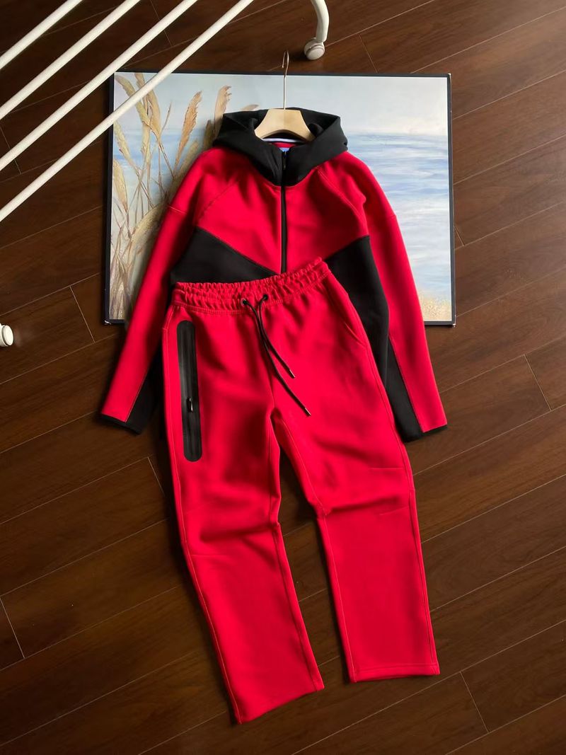 2025 New Men's Color Block Hooded Jacket 54 Loose Wide-Leg Pants 61 Casual Sports Set_voghion.com