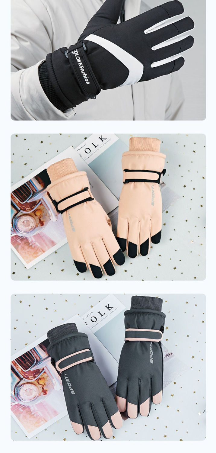 Ski Men And Women, Winter Windproof, Cold-Proof, Non-Slip, Fleece-Lined, Thickened, Touchscreen Compatible, Waterproof,_voghion.com