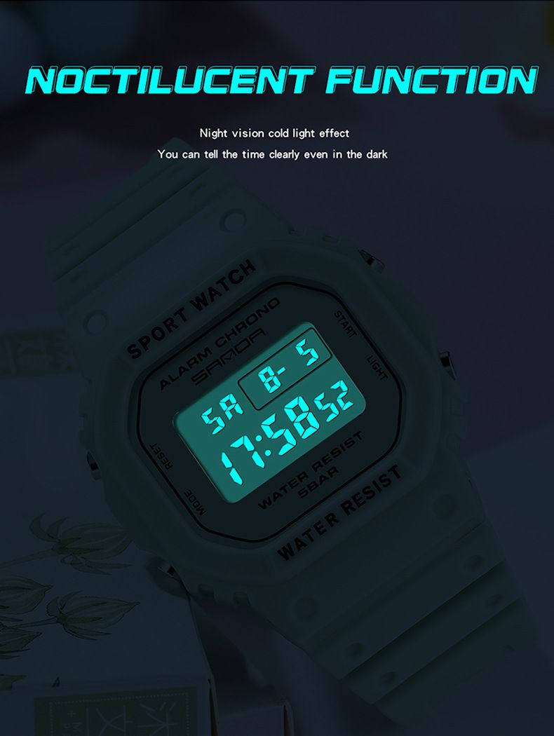 Elegante orologio sportivo digitale quadrato con impermeabile, luce notturna e multifunzione per stili di vita attivi, orologio luminoso alla moda per studenti_voghion.com