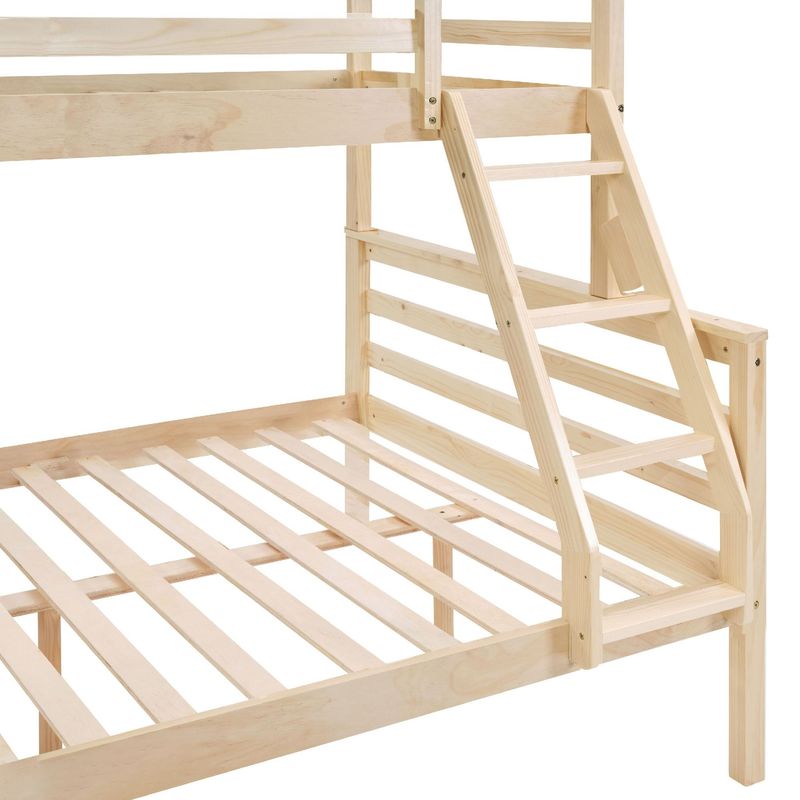 Twin Over Full Bunk Bed With Ladder,Wooden Bunk Bed With High Guardrail And Ladder For Kids, Teens, Dorm Rooms, And Guest Rooms,No Box Spring Needed,Natural_voghion.com