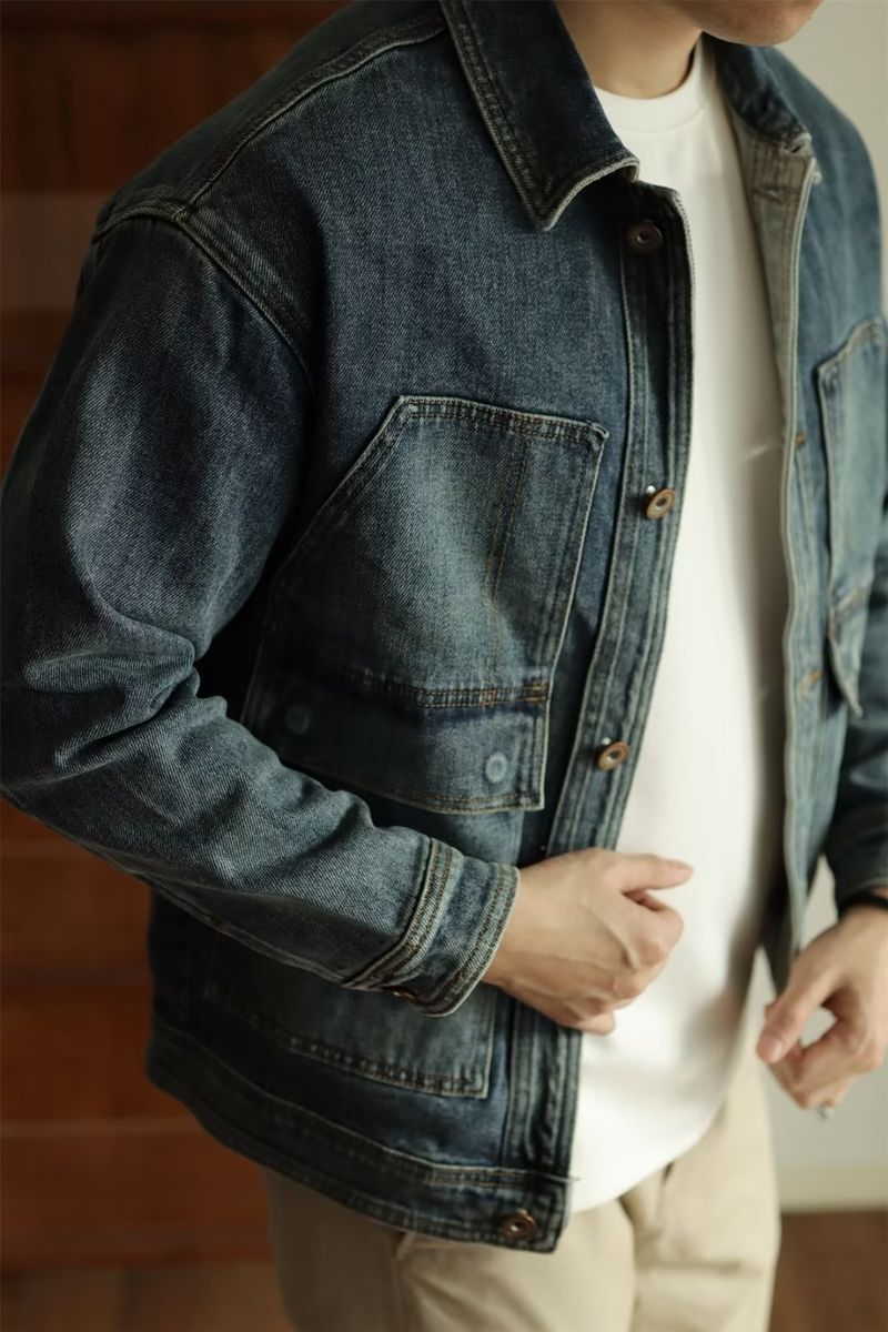 Neue Herbst-Jeansjacke für Herren, übergroß, lässig, für Jugendliche, Streetwear, Mode, blaue Jeansjacke für Teenager_voghion.com