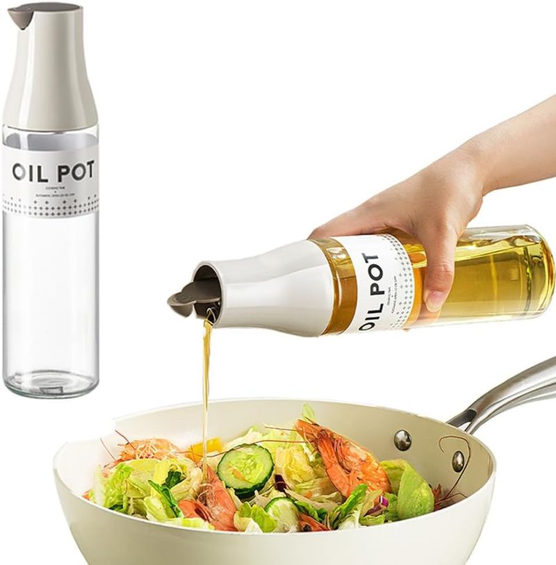 Distributore di olio con tappo a ribalta - Bottiglia in vetro a prova di perdite da 17 once_voghion.com