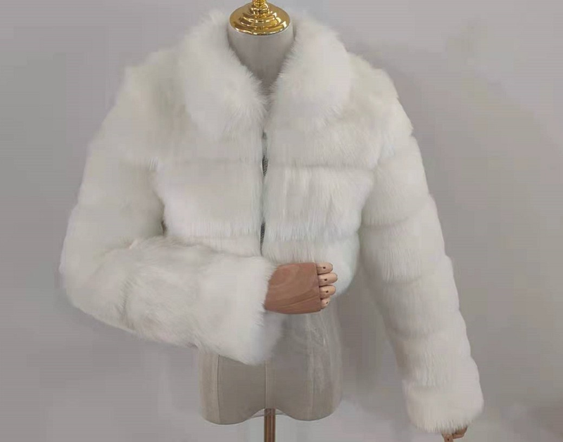 Cappotto in finta pelliccia da donna con pelliccia corta a maniche lunghe_voghion.com