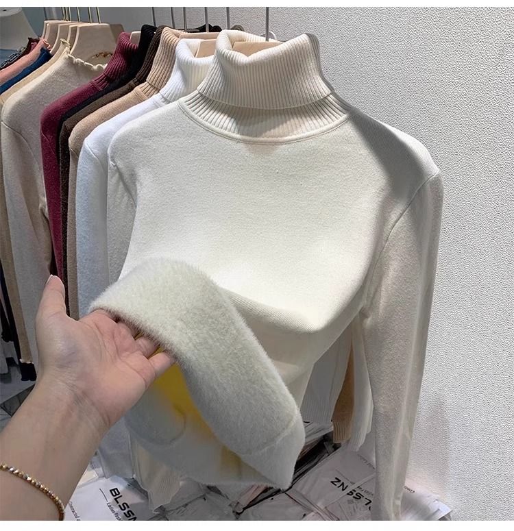 Abbigliamento da donna più velluto e ispessimento autunno e inverno nuovo stile un pezzo visone velluto interno top bottoming camicia per le donne inverno spesso_voghion.com