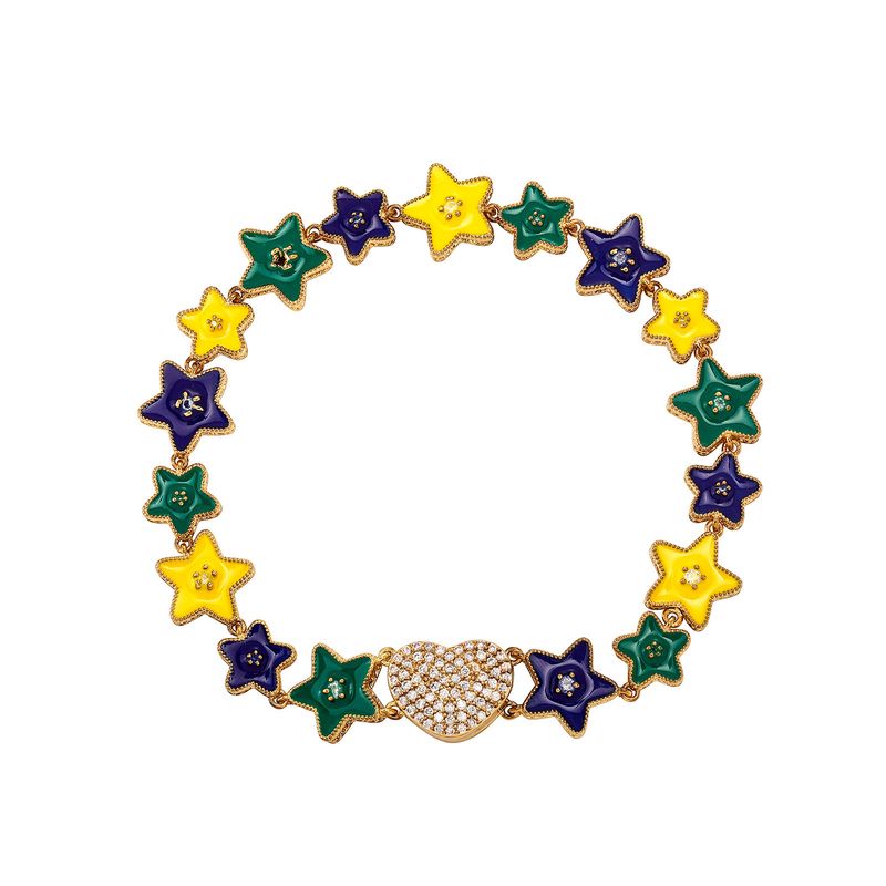 Charm Bracelets Football Team Color Matching Pendant Necklace Luminous Oil Drop Pentagram Bracelet Dopamine Accessories Trendy Jewelry_voghion.com