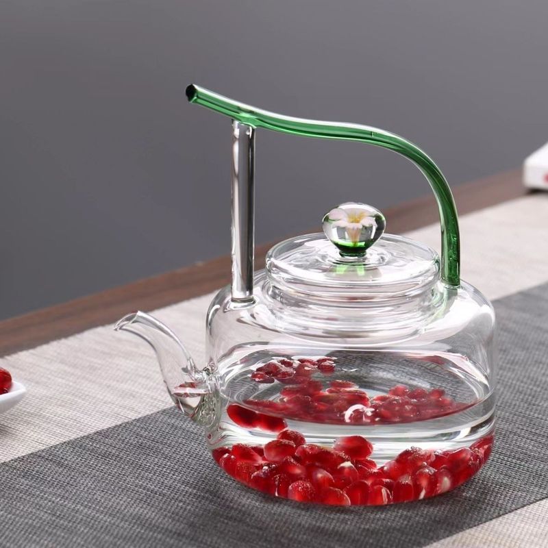 Rein handgefertigte, handbemalte, hitzebeständige Teekanne aus Glas im chinesischen Stil, temperaturbeständig von -20 °C bis 130 °C, Präzision_voghion.com