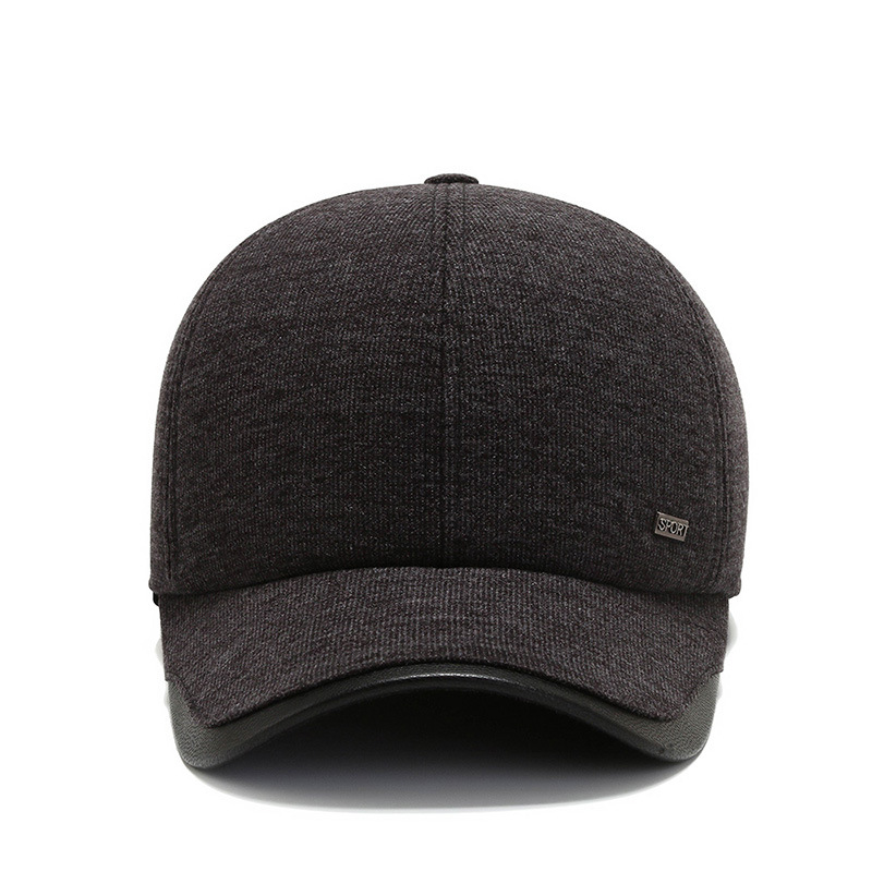 men's middle-aged and elderly hats warm plus velvet thickened baseball cap windproof and cold-proof cap ear protection cotton cap_voghion.com
