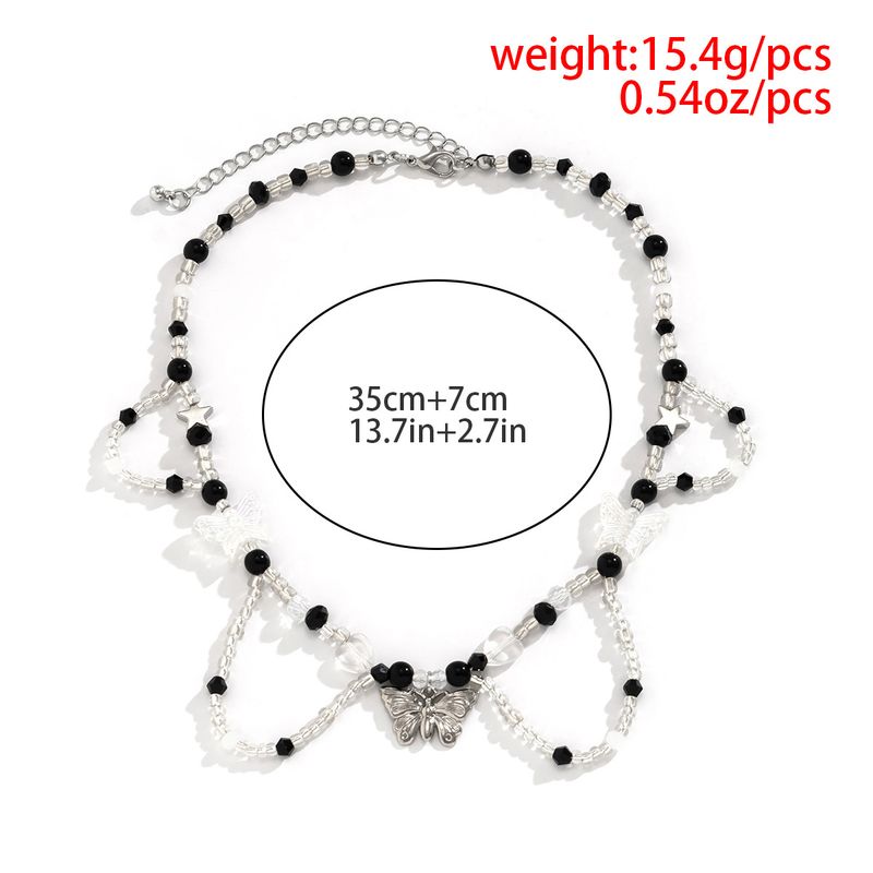 Collana da donna Collana dorata Collana con ciondolo Collana in oro Dolce Fresco Semplice Cuore Perline Versatile Catena per clavicola Elegante Farfalla Perla Collo_voghion.com