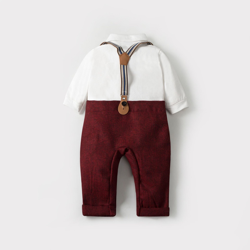 Kinderbekleidung Säuglinge und Kleinkinder Britische Weste Einteiliger Gentleman-Hut zum Klettern Einjährige Kleidung Gentleman-Anzug für Neugeborene_voghion.com