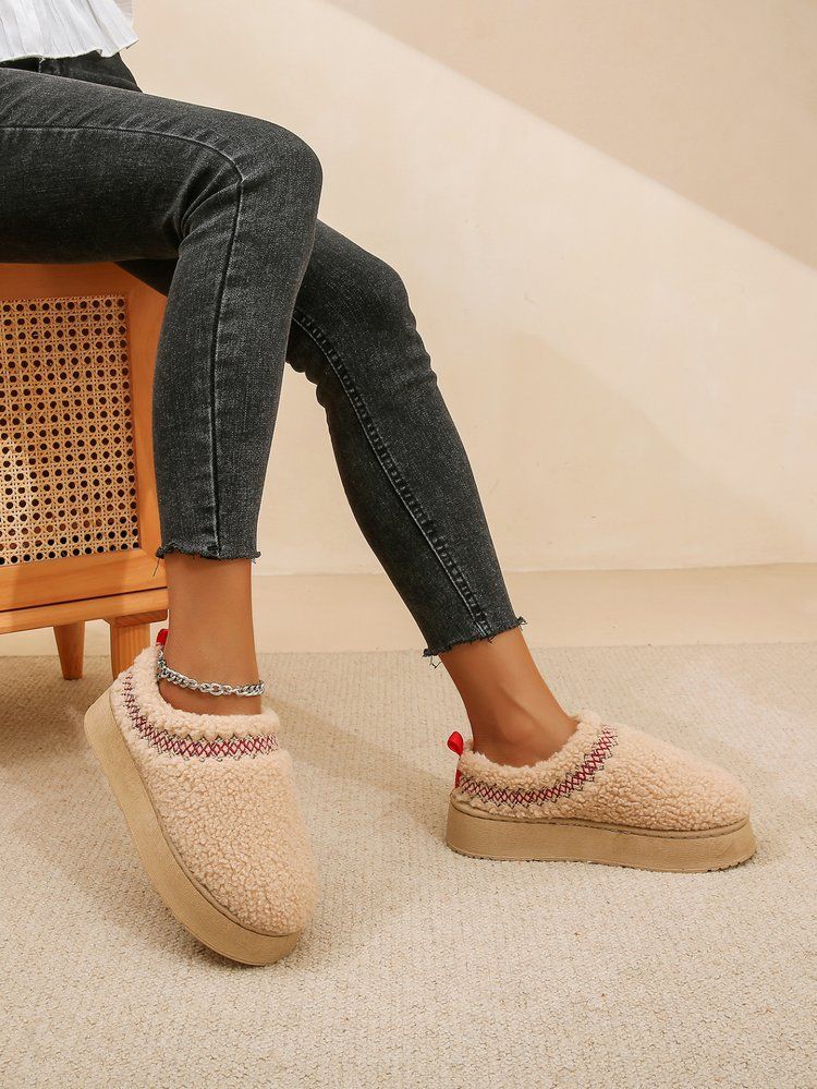 Women's Shoes Thick Soled Slippers For Women, Winter New Warm Fur Snow Boots And Cotton Slippers For Women_voghion.com
