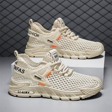 Euro Step Summer Breathable Thin Men's Running Soft Sole Lightweight Sports Casual Shoes Large Mesh Hollow Design_voghion.com