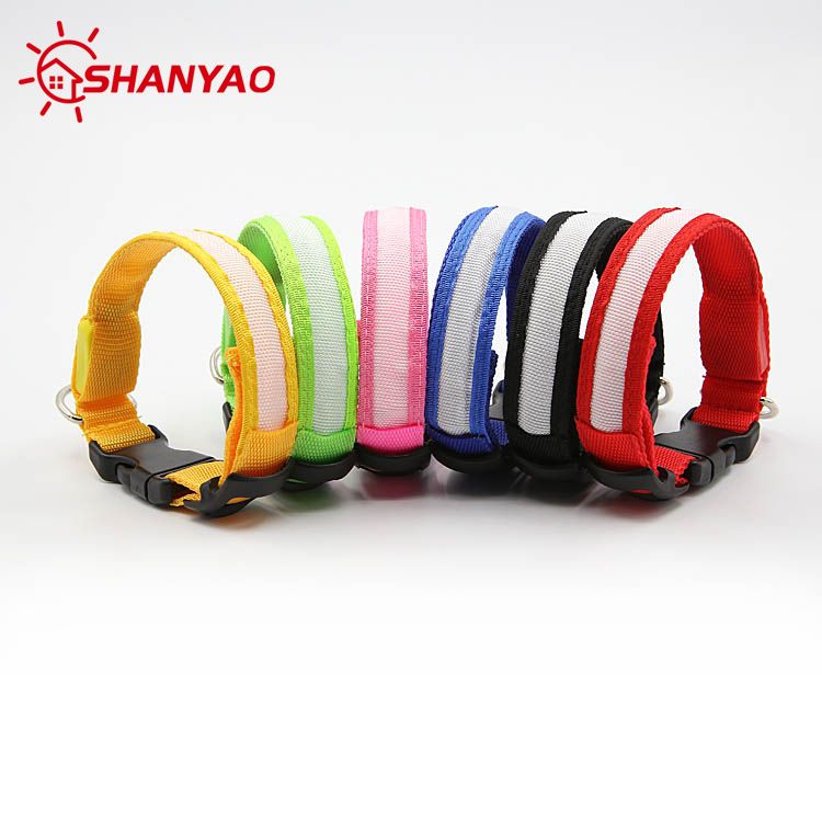 LED Light-Up Flashing Fabric Fiber Optic Collar Outdoor Walking Necklace Pet Dog Neck Ring Wholesale_voghion.com