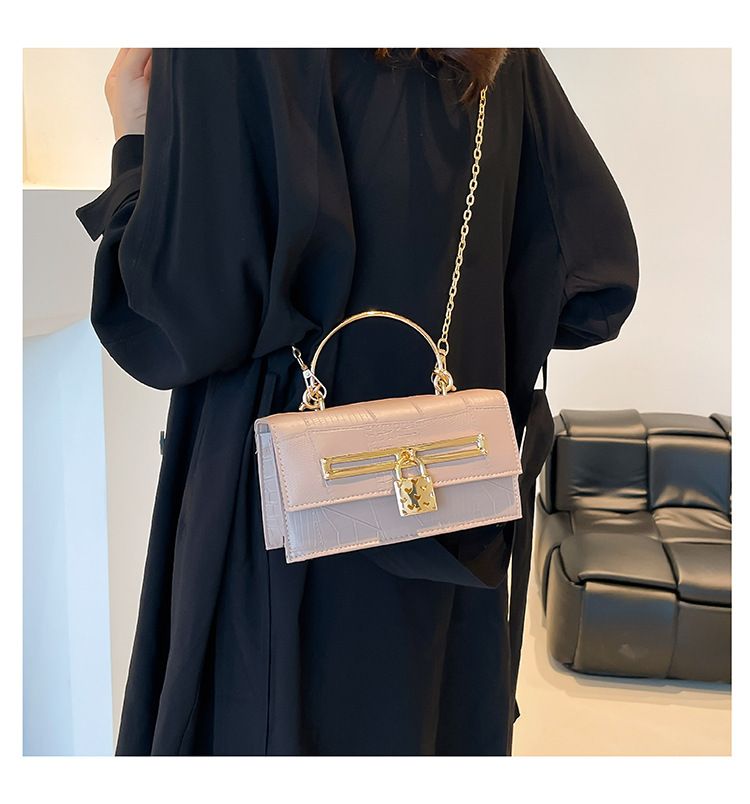 Women's Stylish And Versatile Small Square Shoulder Bag - Crossbody & Handheld For Daily Use, PU Leather With Alligator Texture, Magnetic Closure_voghion.com
