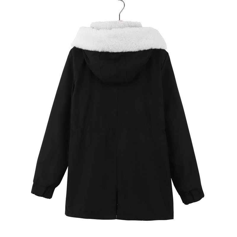 Damenbekleidung Beliebter Parka-Mantel, modischer lässiger Baumwollmantel, mittellanger Kapuzenmantel, Damen-Baumwollmantel aus Lammwolle_voghion.com
