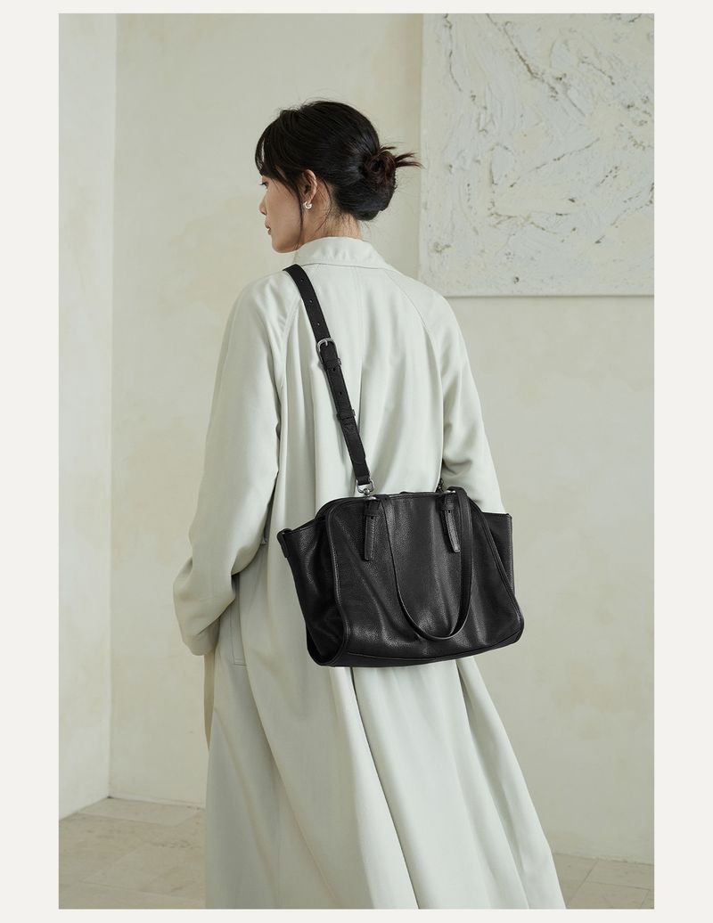 Vegetable Tanned Head Cowhide Leather Gold Spindle Bowling Handle Crossbody Bag, Genuine Leather Large Capacity_voghion.com