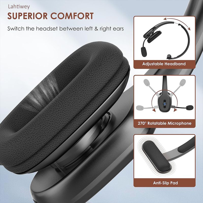 Headset, Bluetooth With Microphone,Wireless On-Ear Headset For Computer Cell Phone Trucker Home Office_voghion.com